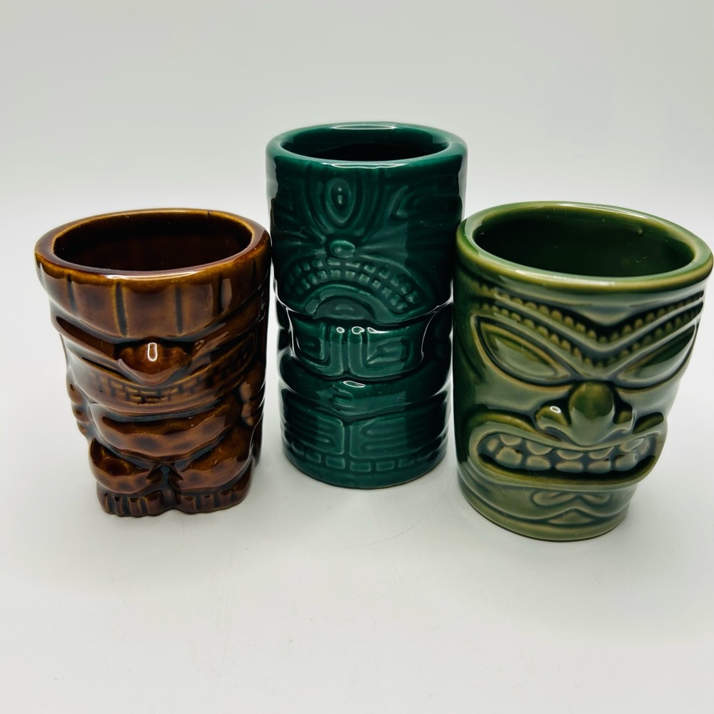 3  barware Tiki shot glasses